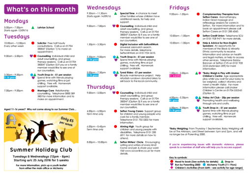 Diary Sheet (August 2016) - Timetable